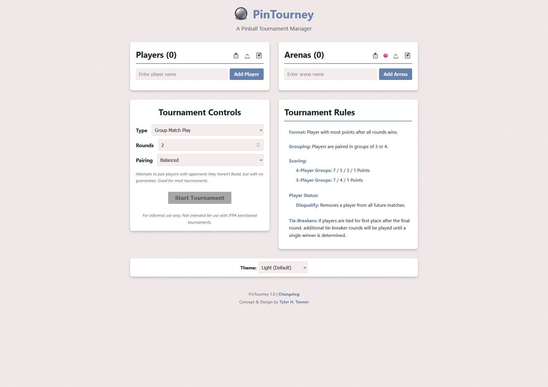 PinTourney.com Screenshot